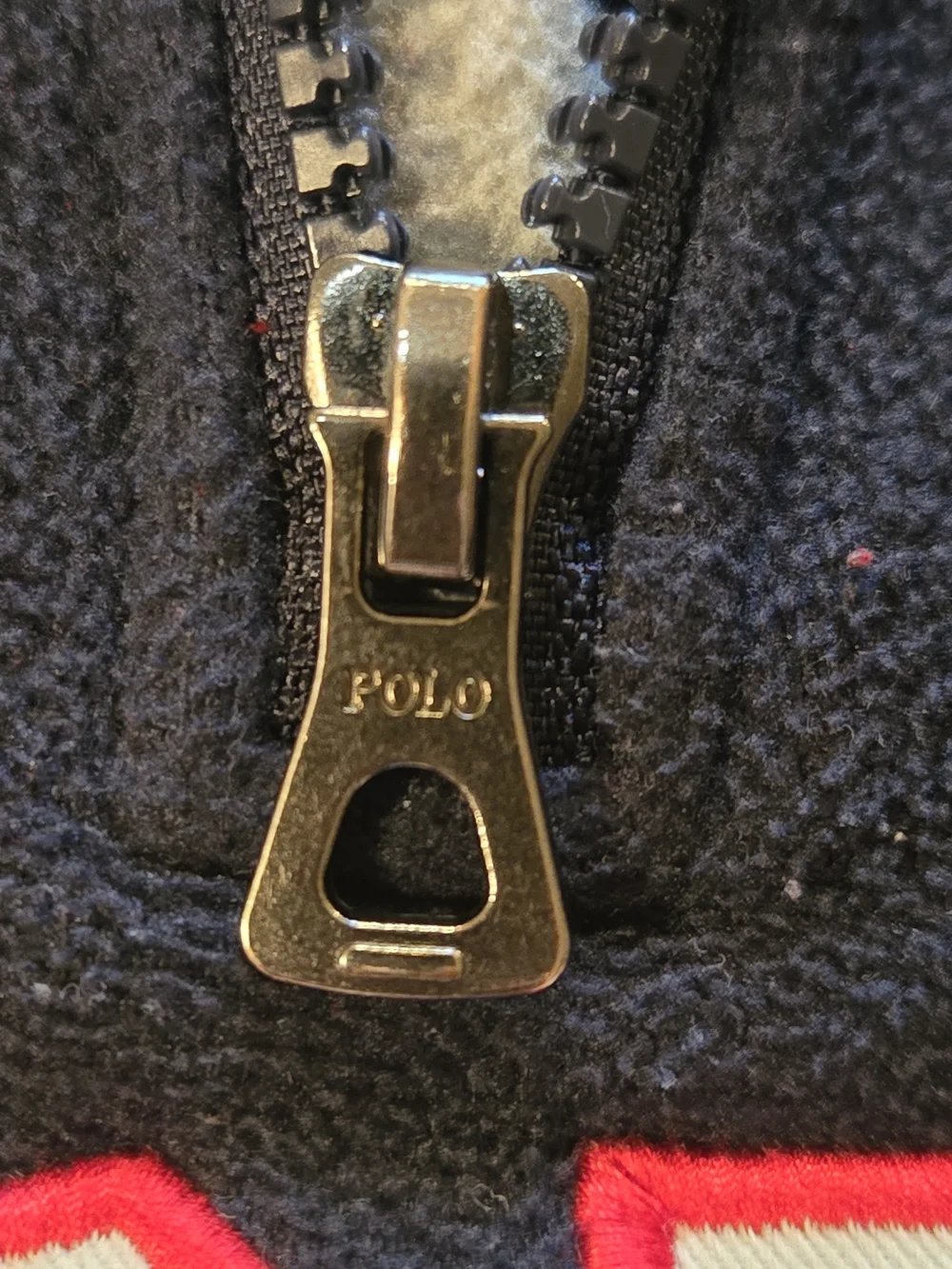 Polo by Ralph Lauren Navy Fleece Quarter-Zip Sweatshirt with Red Trim